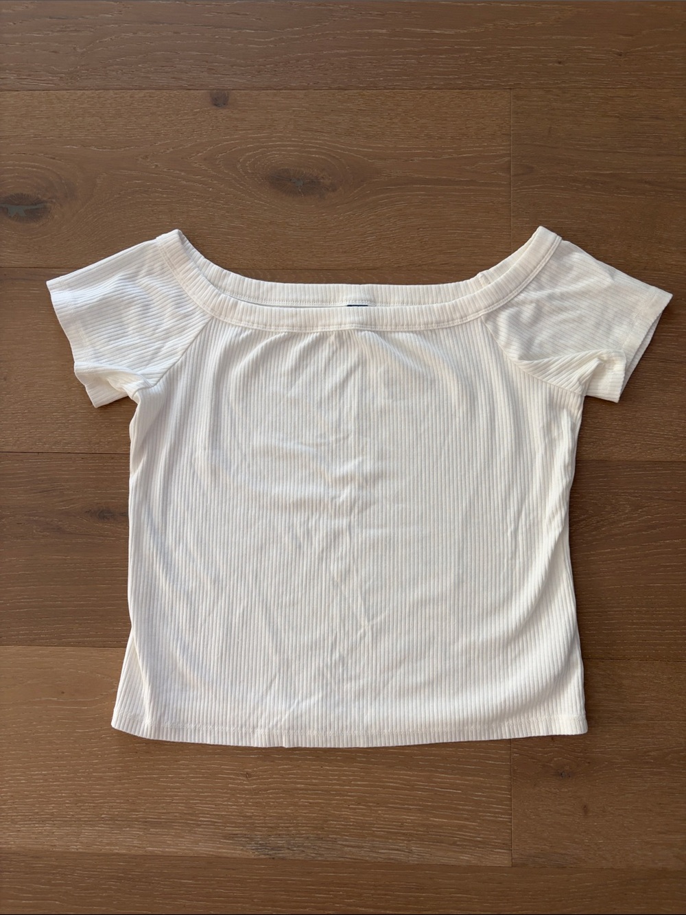 Old Navy Off-the-Shoulder Ribbed Cream Top